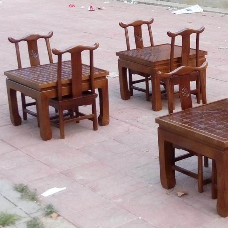 古围棋桌仿老木象棋飘窗桌zx01椅新中榆式桌五子棋桌椅厂家正方形