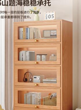 实木飘窗柜阳上台家储物翻玻璃门窗台收纳柜用多层物书柜置落JIQ