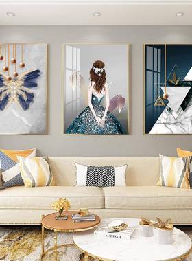 新式联创意现代简约客厅装饰画背景相框墙照片EIJ组合三中画