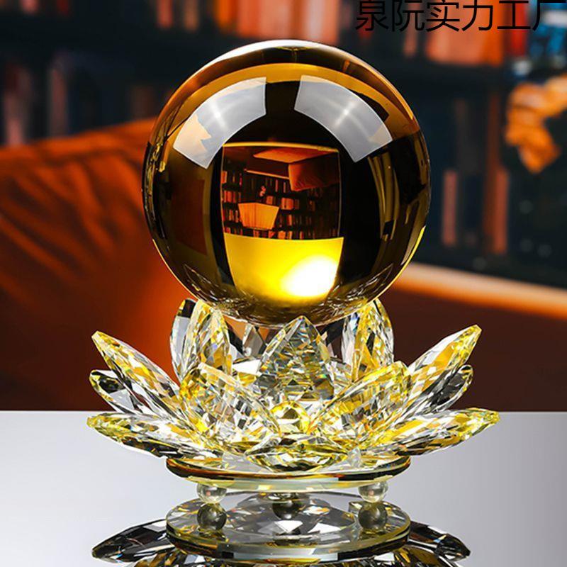 酒柜摆莲花宝莲灯座水晶球摆件家居柜装品可饰转动WAV设客厅电视