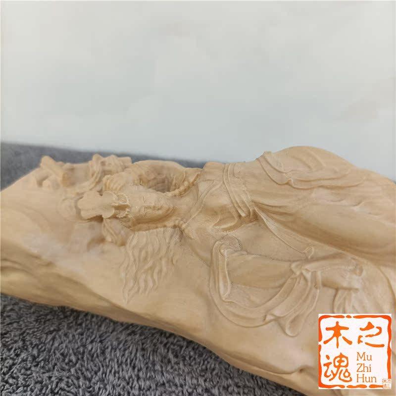 小叶黄杨木雕实GDO木浮雕美摆女刻镇尺文房四宝用办公室品书桌家