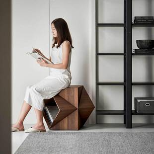 意式简多面动体角几北无品牌/美黑胡桃木艺术极沙发几实木简约移