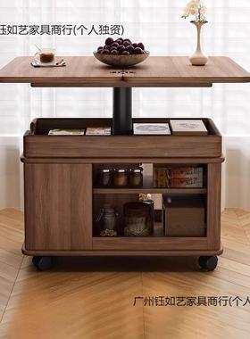 胡桃木中古风移茶可几折叠升降客茶桌实动木厅家用小户型边LNK几