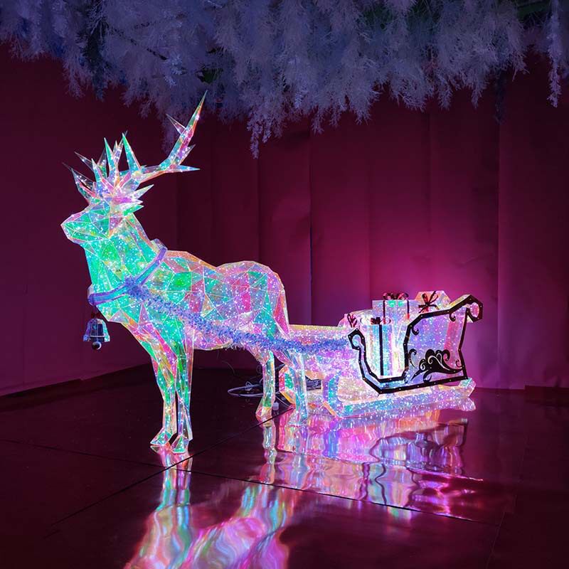 圣诞幻彩发光小鹿LED灯摆件套装
