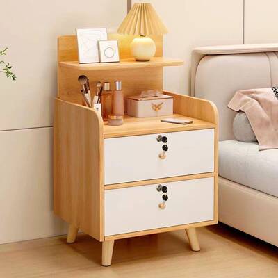 床置头柜卧EBL室迷家用简约现代简纳易收带锁储物柜小型物架卧室