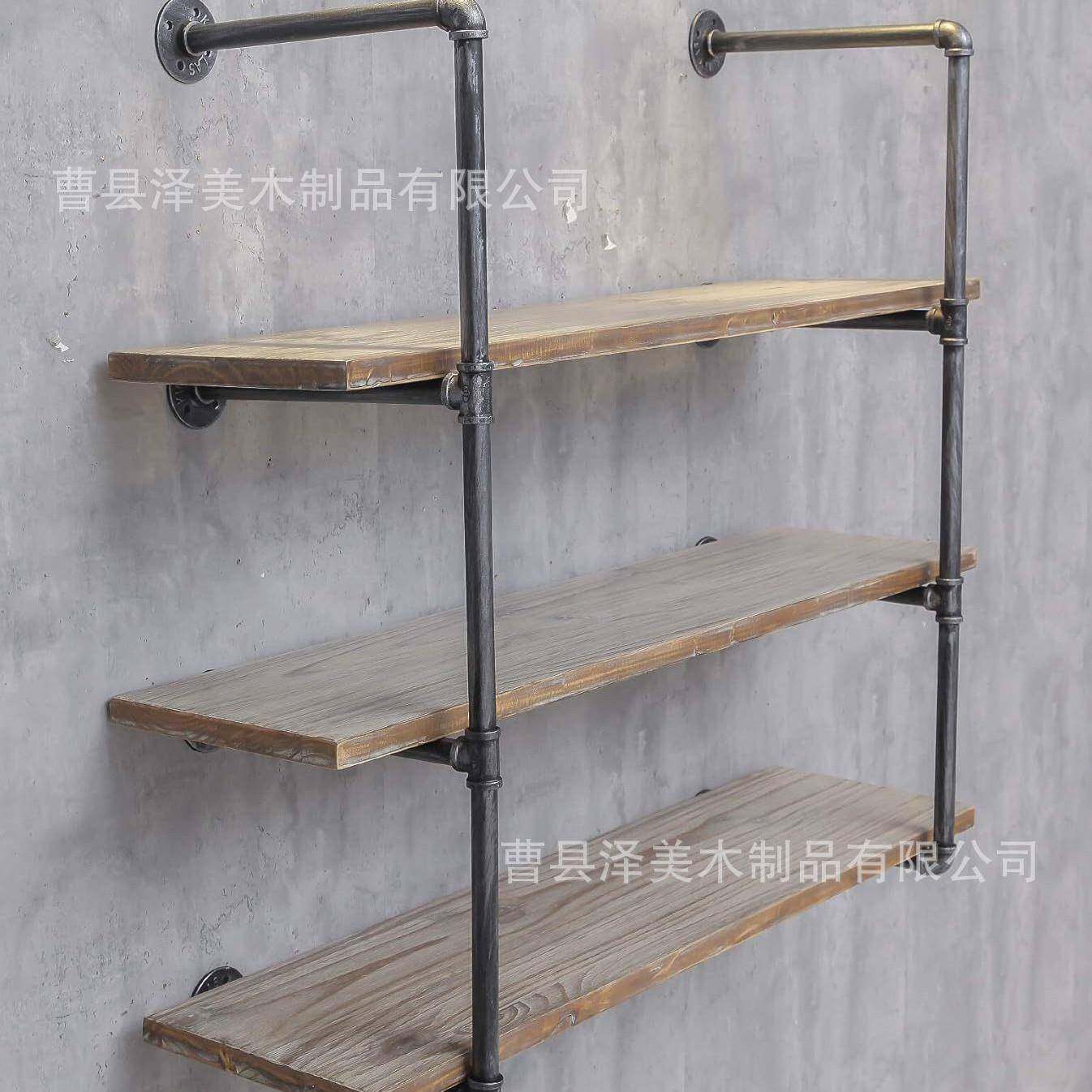 跨境直销复古工业风置物架挂书架壁挂架搁板架客厅厨房酒吧收纳架