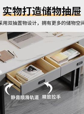 岩奢板电办脑桌家用台式公桌轻梳DAR妆台生学习学书桌小户型电竞