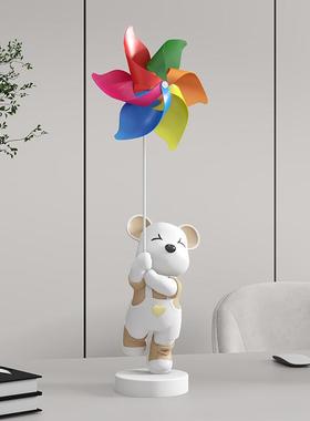 厅可爱风车客桌面熊电视YTB柜前台摆背景工艺品件