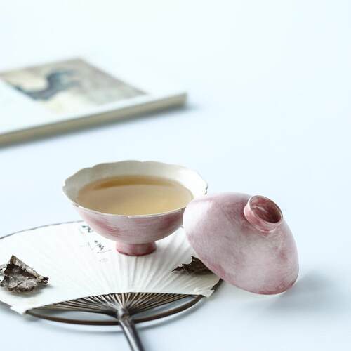OMH复古纯工盖碗手手刷釉窑客变釉快陶粗泡茶碗精品手作中式茶器