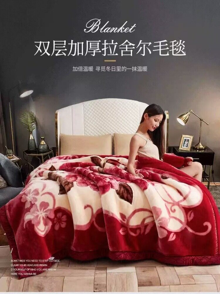 拉舍尔毛毯加厚盖毯子冬季厚被子床单人宿舍学生法兰绒毯双层午睡