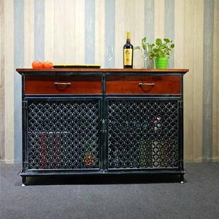 复古工业风铁艺餐VEL边厅柜储备物柜茶子水台做旧餐餐柜酒吧酒柜