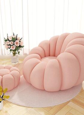 懒人单人沙发小南瓜椅卧子奶油风榻可榻米沙发OLL椅户型阳台室躺