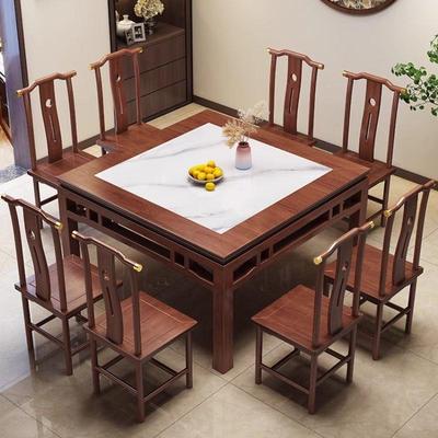 八仙桌实正方形中式餐桌农村木家老打式传WBN统原木中堂四用方桌