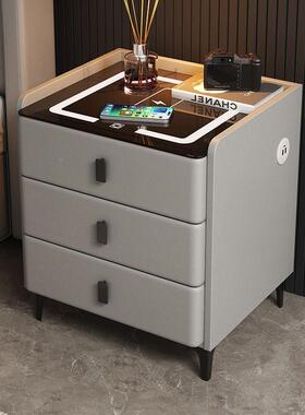 智能边多能实QAP木代充电家用床头功柜无线轻奢床柜现简约卧室指