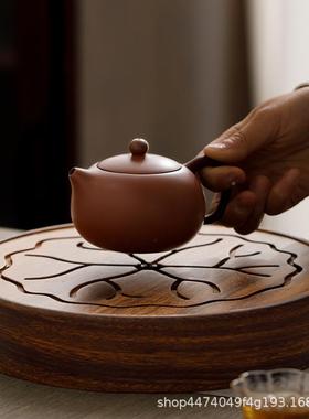 胡木桃茶盘高公端式蓄储水干泡茶台茶托盘简约沥水托盘UYO办室小