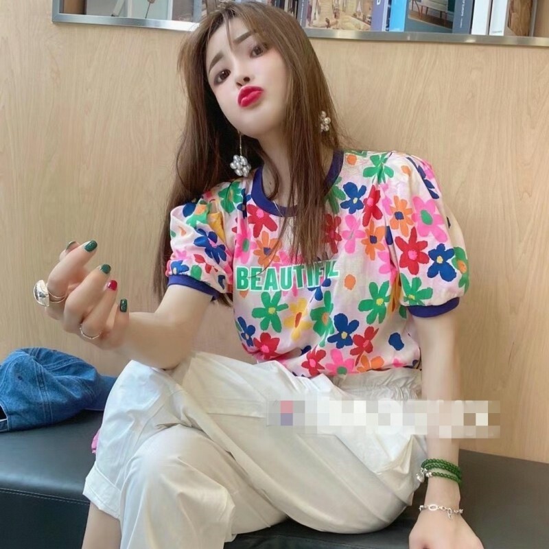 显瘦打底衫笑脸撞色宽松上衣韩版百搭圆领短袖T恤女2025夏季新款