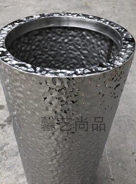 不锈钢花瓶 美陈落地花t器水波纹花箱花盆金属花钵可定制款式颜色