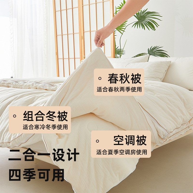 2024新款原棉子母被双胎被春秋被冬被被子被芯大豆被二合一拉链款,床上用品,化纤被,淘宝优惠券,粉丝福利购,淘宝优惠卷