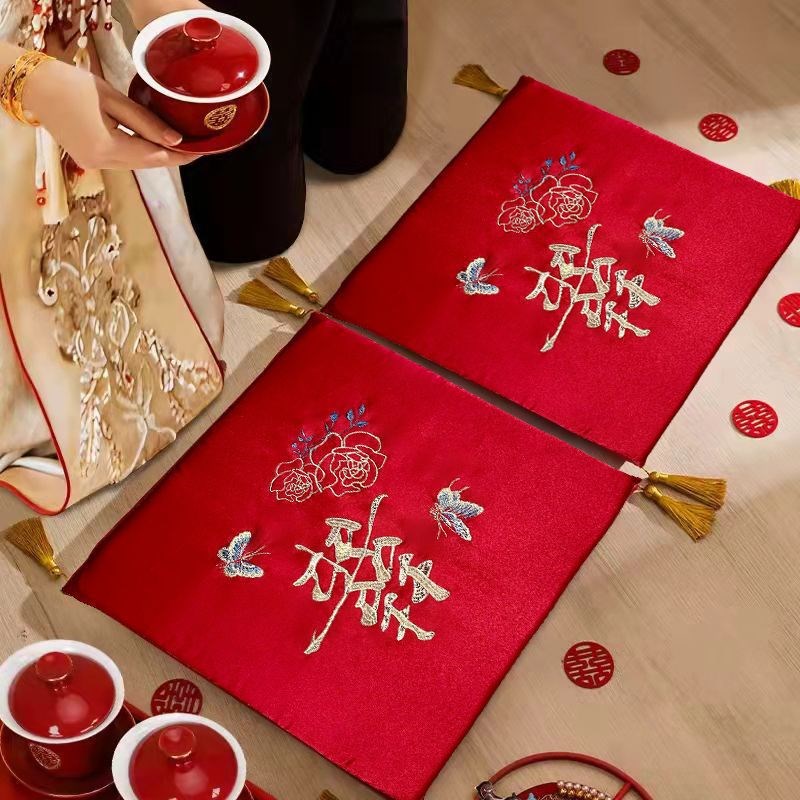 结婚跪垫婚礼敬茶改口跪拜垫子一对新娘中式福字喜垫结婚跪垫