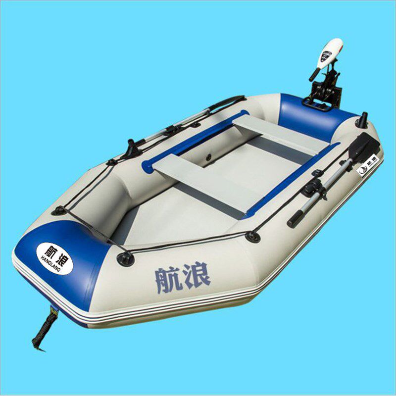 厂家加厚4人硬底夹网+T55推进器 充气橡皮皮划钓鱼用马达船艇舟