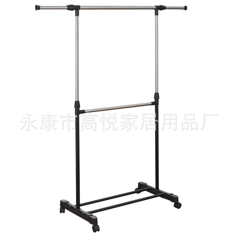 晾衣架单杆可伸降滑轮移动挂衣架便捷式落地晾晒架卧室简易衣帽架