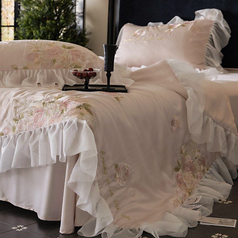 法式夏季60支兰精天丝夏凉被四件套浪漫花卉可水洗凉感空调薄被子,床上用品,化纤被,淘宝优惠券,粉丝福利购,淘宝优惠卷