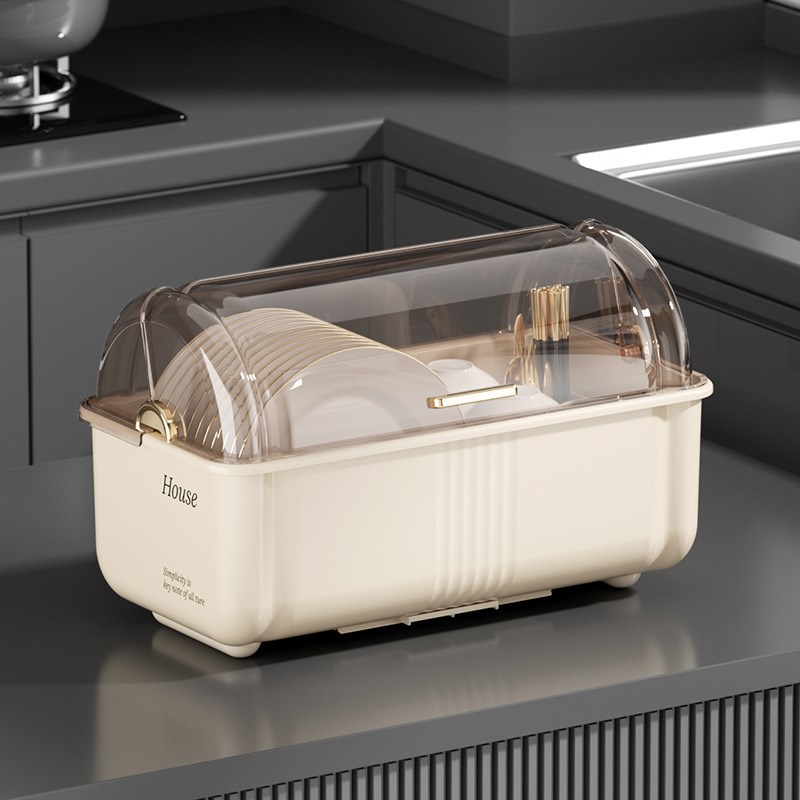2024新款碗柜家用厨房收纳餐具柜防尘防蟑螂可沥水碗架放筷子碟盘