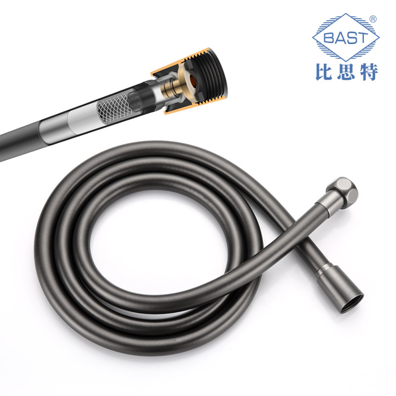 pvc花洒软管防爆家用淋浴管通用沐浴管1.5米枪灰色防缠绕花灑膠喉