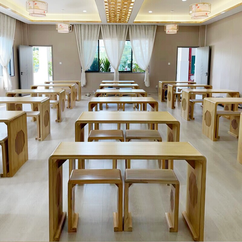 实木书法桌子国学桌专用中式围棋桌茶艺桌小学生成人培训班课桌椅