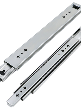 53宽不锈钢重型滑轨工业承重导轨车橱柜房车滑道加V厚三节抽屉轨