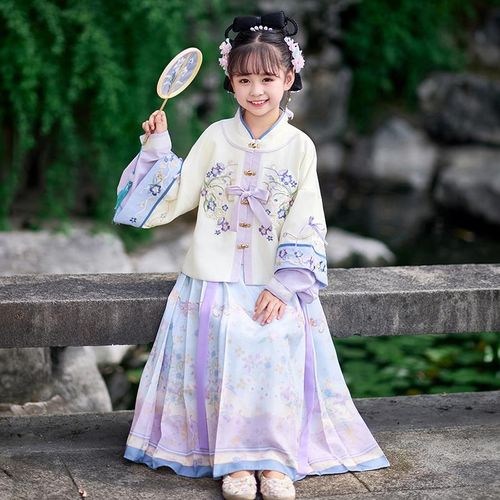 秋款汉服女童秋装马面裙重工秀明制长裙套装女孩古装儿童改良套装