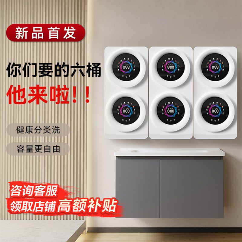 顽米内衣裤清洗衣机洗烘袜子双筒壁挂烘干一体全自动小型六筒懒人