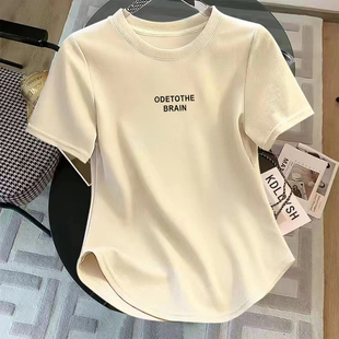 纯棉减龄显瘦不规则设计感短款 T恤女夏季 上衣 正肩短袖 十三行女装