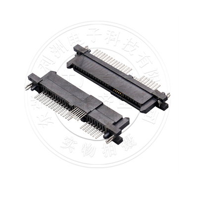 SAS29P母座 180度单排直插 鱼叉凸型塑胶定位脚 SATA母座连接器