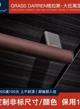 意式轻奢衣通杆高定皮革挂衣杆衣帽间衣架杆衣橱横杆柜内五金配件