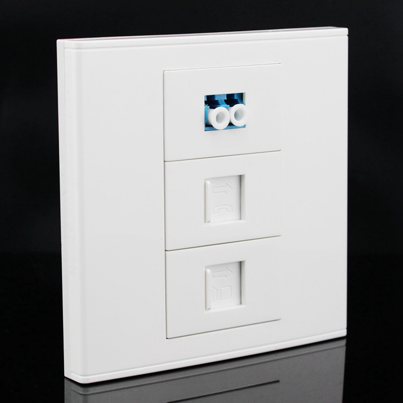 86型RJ45网络+RJ11电话+LC光纤墙壁面板电脑网线宽带语音信息面板