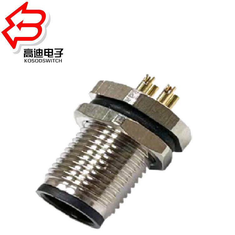 圆形M12连接器航空插头 M12圆形连接器RFID读写器弯公头PCB接头