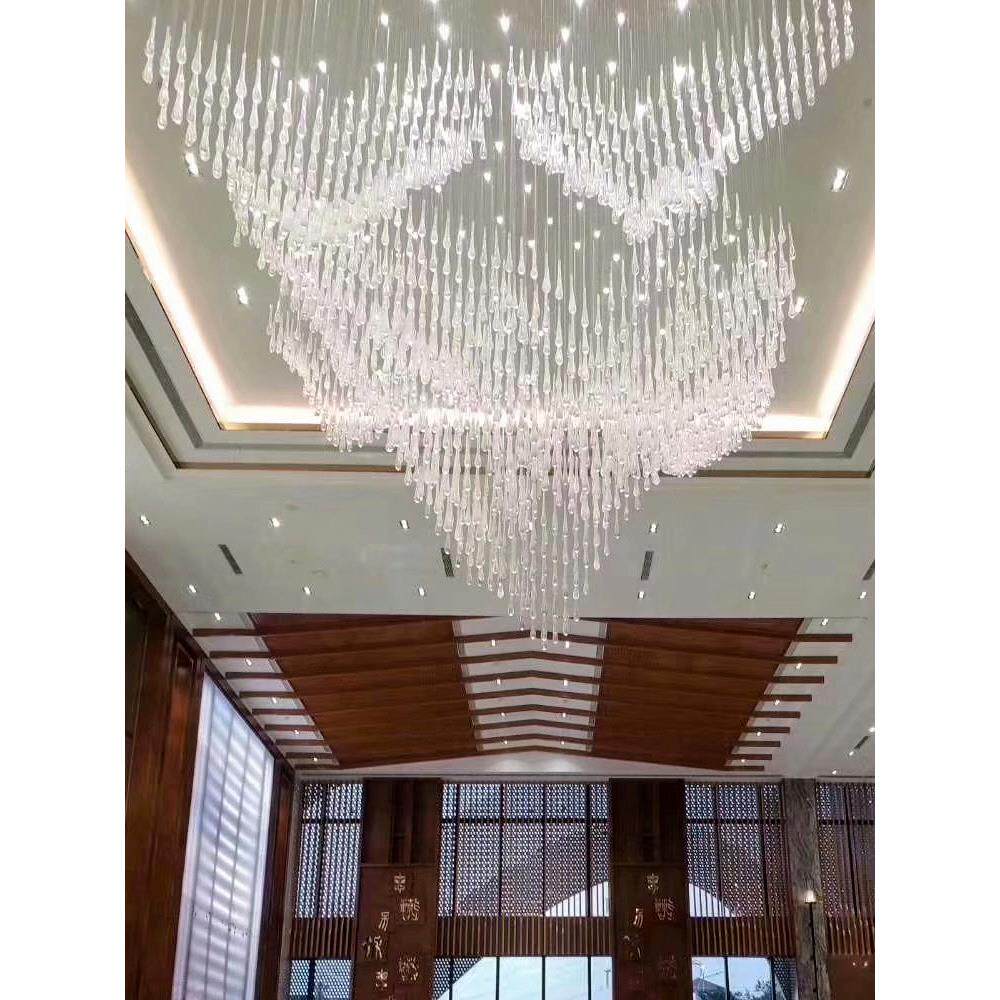 非标工程别墅酒吧台灯具餐厅酒店大堂宴会厅工程灯饰水滴水晶吊灯