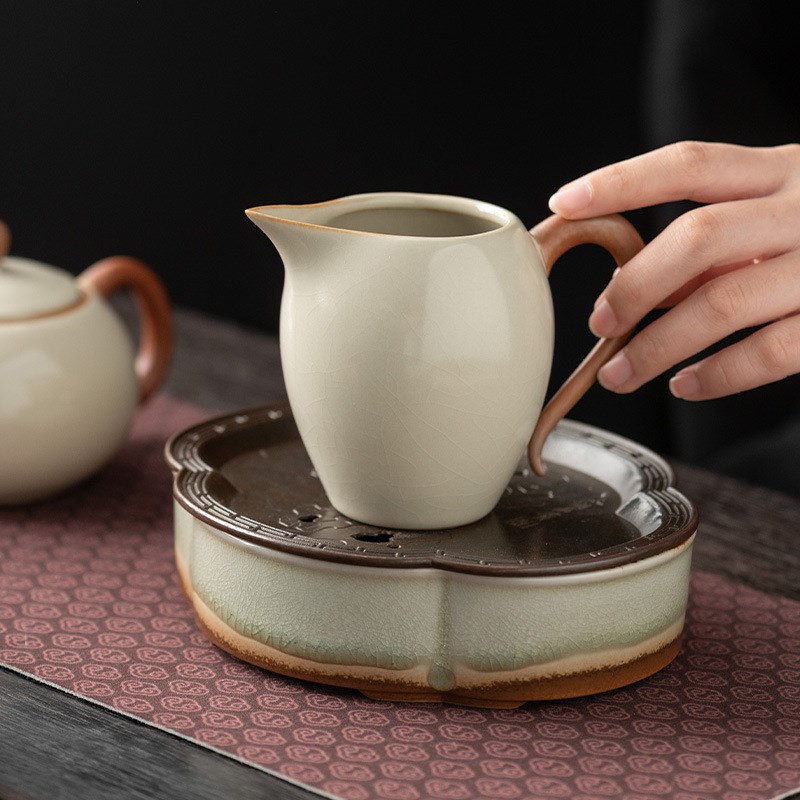手工公道杯陶瓷茶器茶海茶道配件汝窑开片海分茶具家用单个公杯批