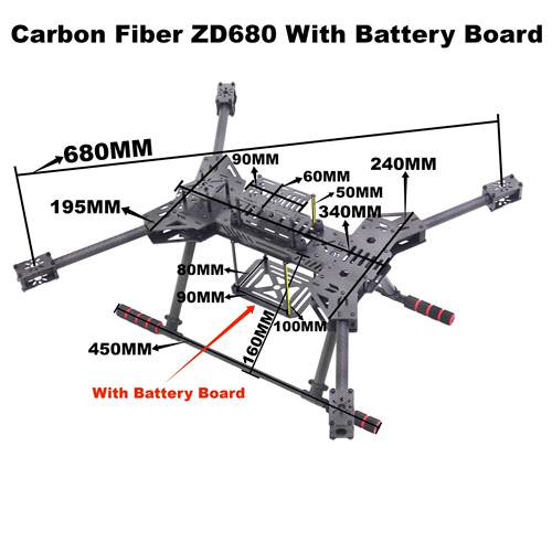 博立方新款收缩ZD680 PIXHAWK 6C 高套 M10全碳纤维六轴飞行器