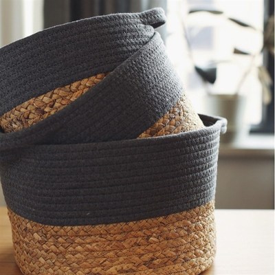 草编棉绳收纳篮杂物置物筐家用精致桌面杂物储物筐浴室洗衣脏衣篓