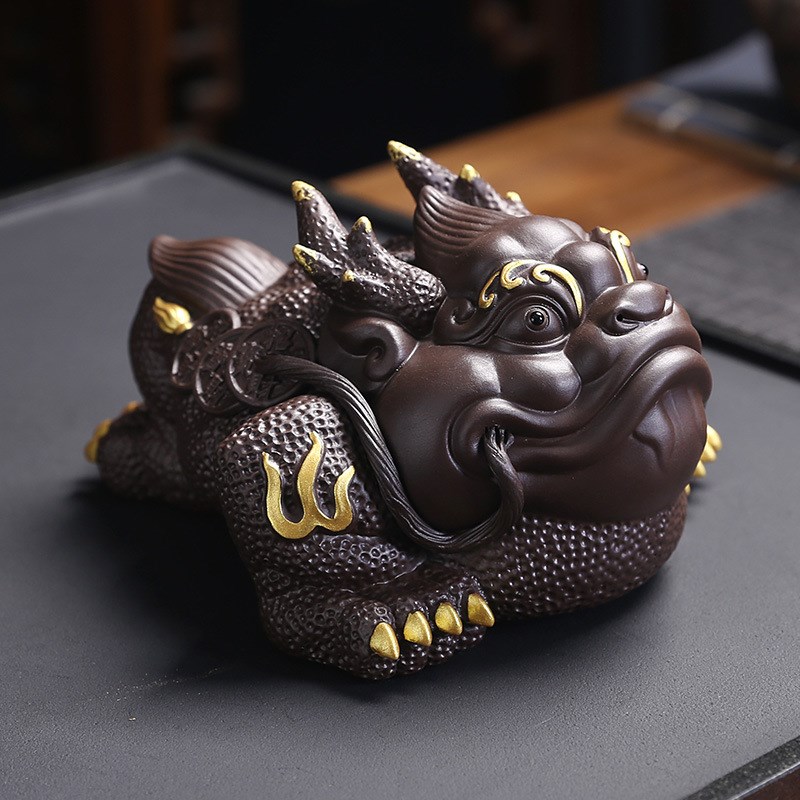 大号招财金蟾紫砂茶宠摆件 可养三足蟾蜍茶盘茶玩 家居牛蟾装饰品