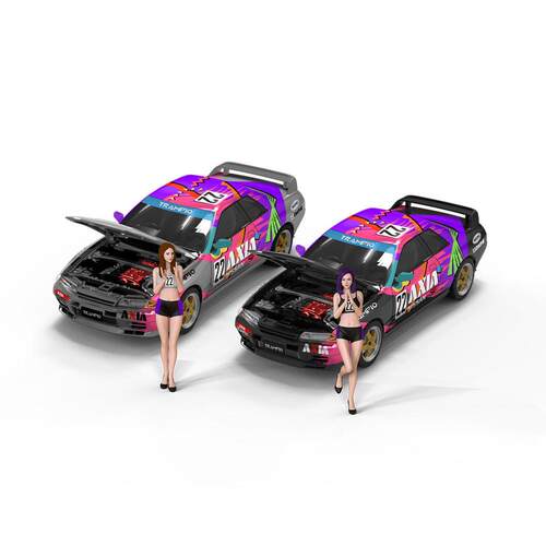 -时光1:64 尼桑GTR32AXIA22号拉花银色黑色仿真合金汽车模型