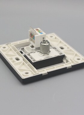 黑色86型电脑电视插座CAT5E网络+TV有线电视面板网线信息墙壁面板