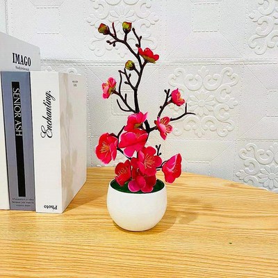 Bonsai Silk Flowers Plum Blossoms Artificial Plant Fake