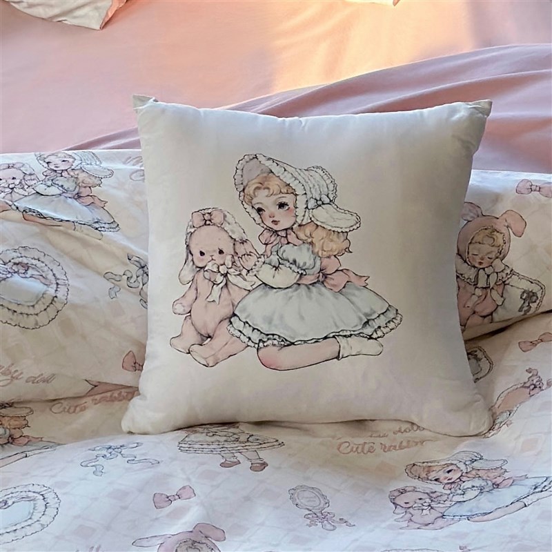 禾桃里《兔子梦》抱o枕原创卡通可爱全棉少女卧室方枕靠垫枕含