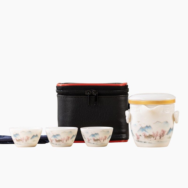国潮礼品茶具羊脂玉瓷一壶三杯陶瓷茶具快客杯户外便携式旅行茶具,餐饮具,西餐勺,淘宝优惠券,粉丝福利购,淘宝优惠卷