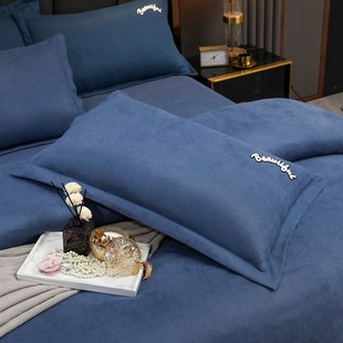 【定制】简约纯色加厚亚麻棉四件套家用床单被套床上用品直销