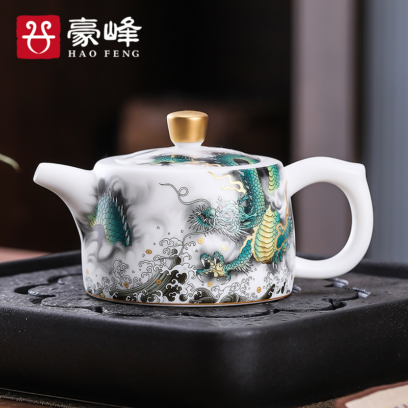 豪峰羊脂玉d瓷井栏壶中式个人喝茶家用泡茶壶单壶功夫茶具泡茶器