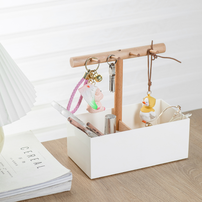 日系简约玄关桌面收纳盒客厅居y家钥匙杂物置物架实木首饰挂架挂